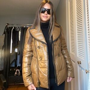 Stunning Burberry Brit Gold Puffer Jacket for Women